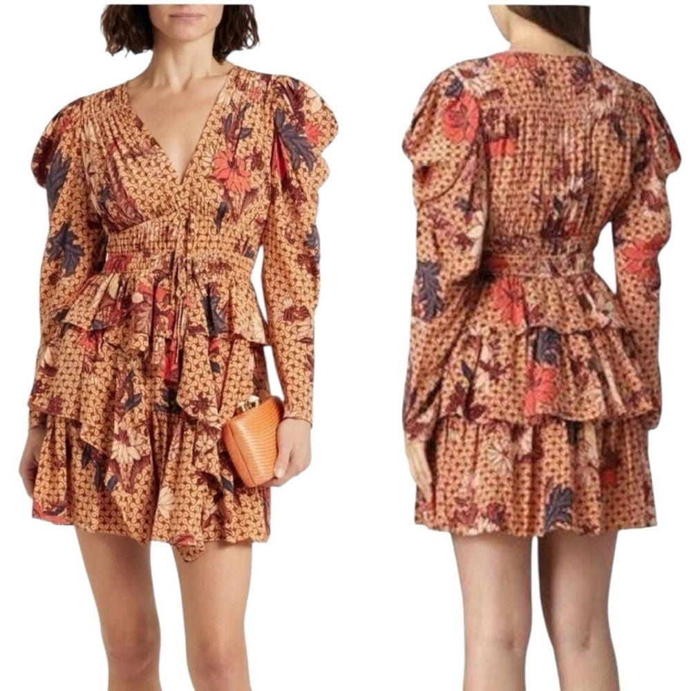 Ulla Johnson Oni Ruffled Printed Silk Crepe De Chine Mini Dress